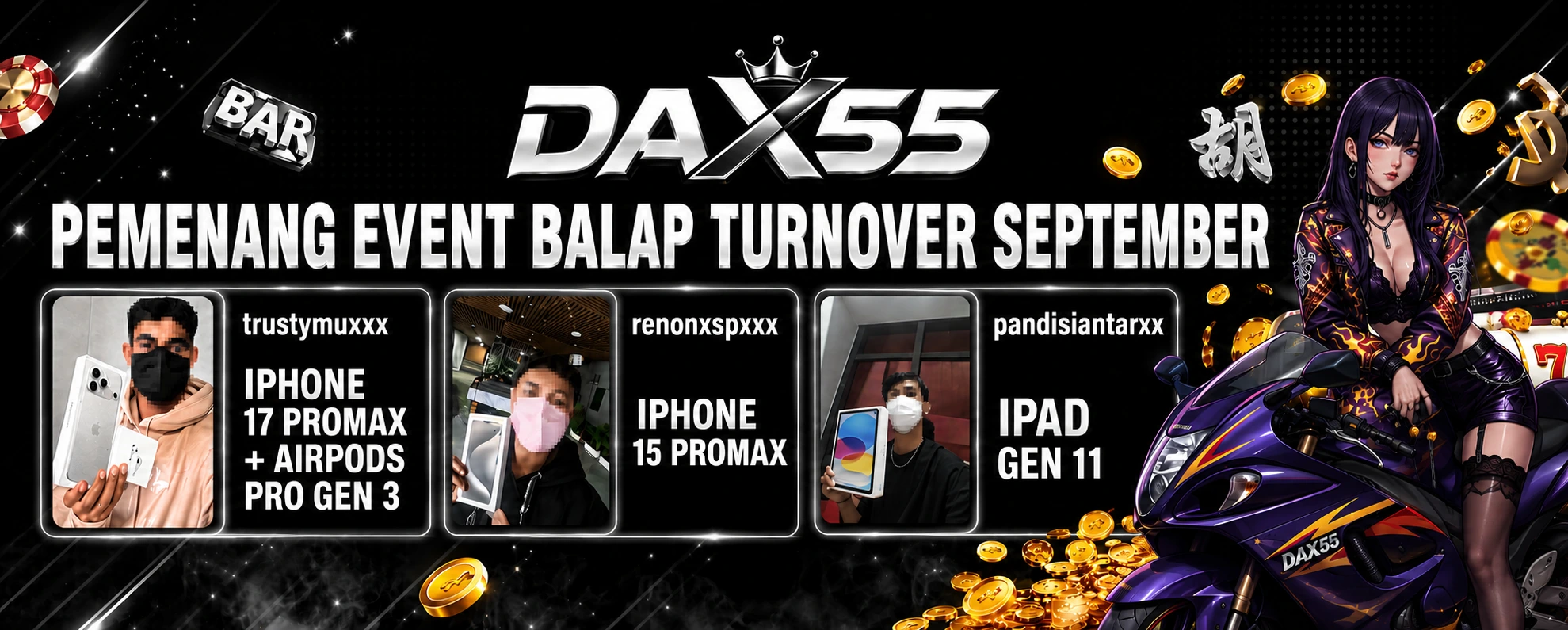 PEMENANG EVENT BALAP TURNOVER SEPTEMBER
